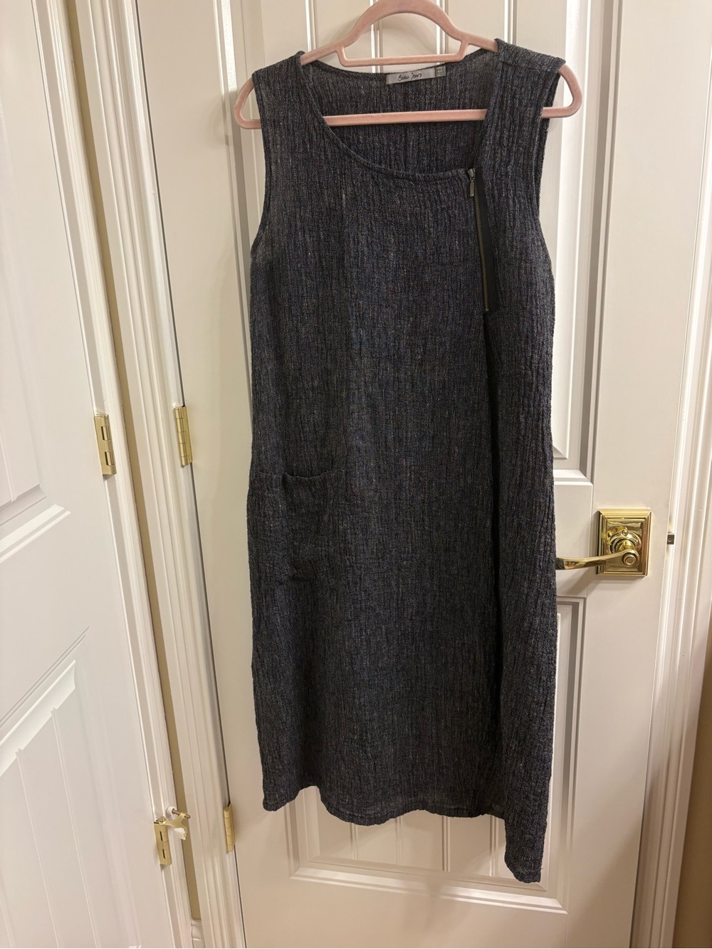 Beau Jours Midi Black White Linen Sleeveless Dress S VGUC Casual Style